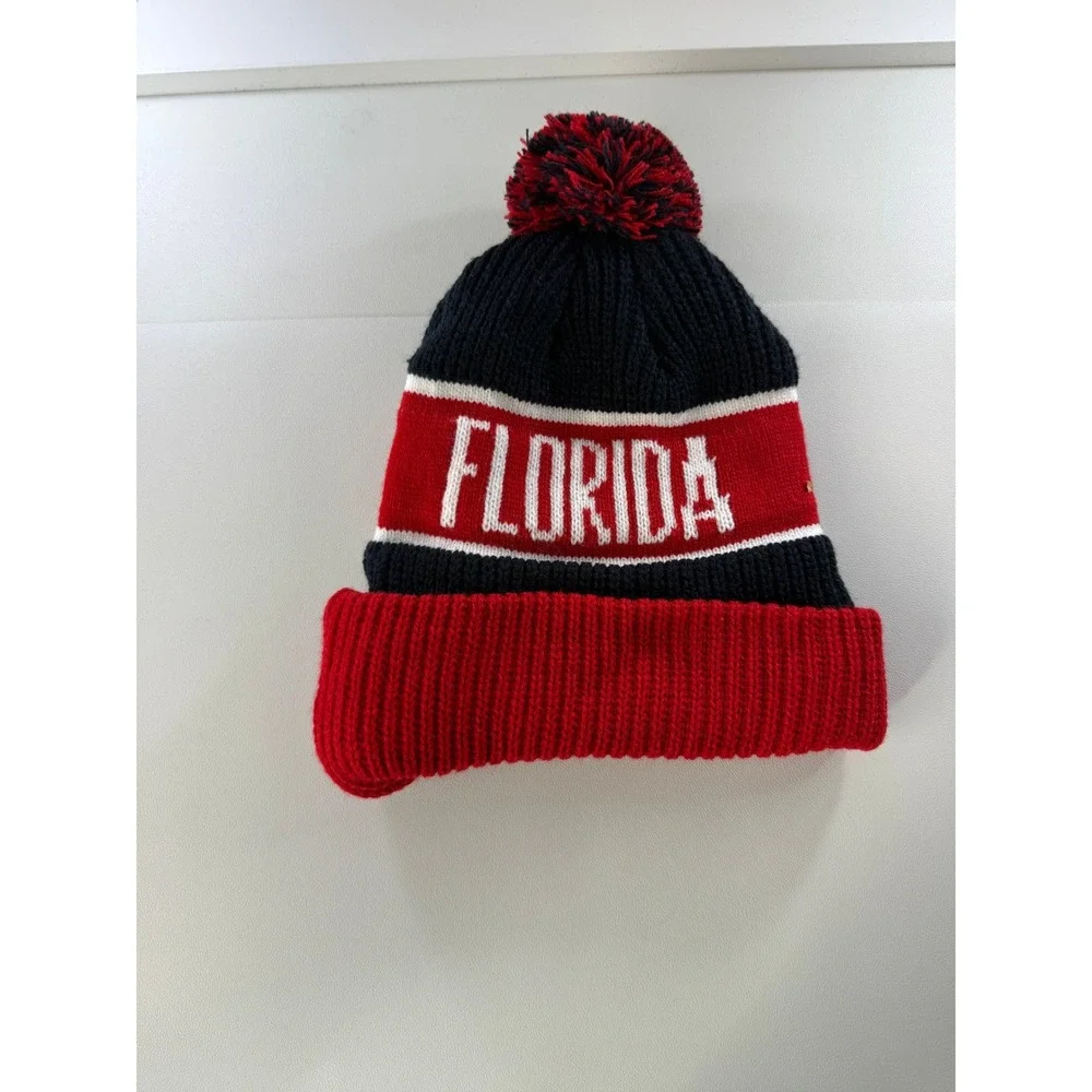 47 Brand NFL Florida Panthers Knit Pom Pom Beanie Hat Youth Embroidered One Size